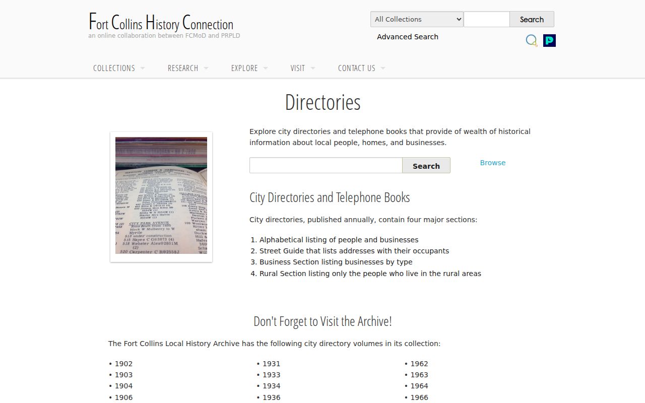 Fort Collins city directory collection at History Connection