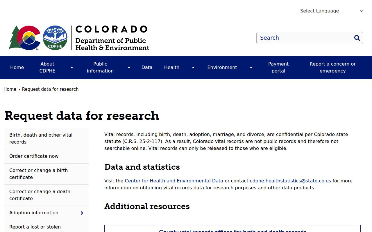 Fort Collins residents directory Colorado vital records research notice