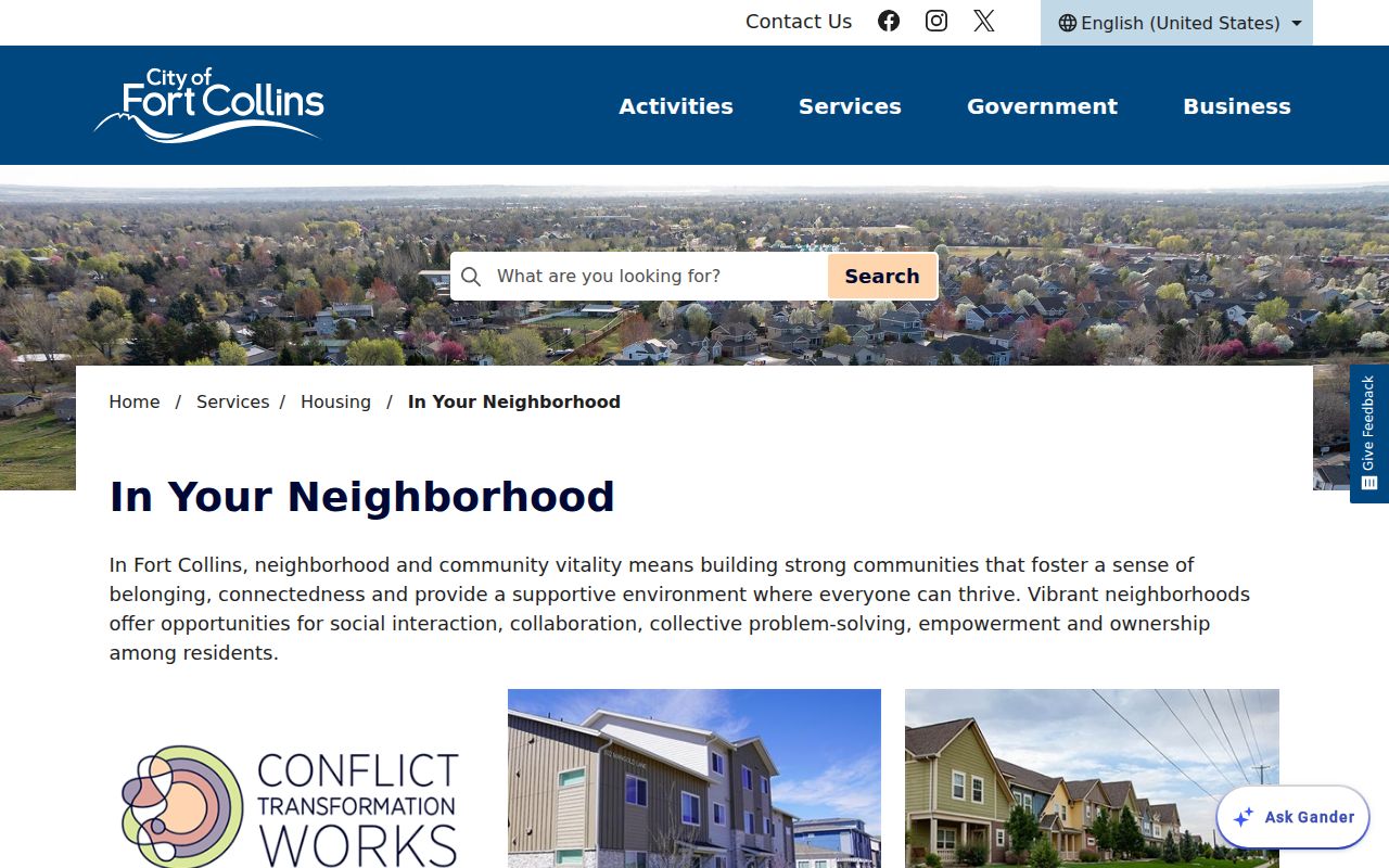 Fort Collins neighbors neighborhood and HOA contact information