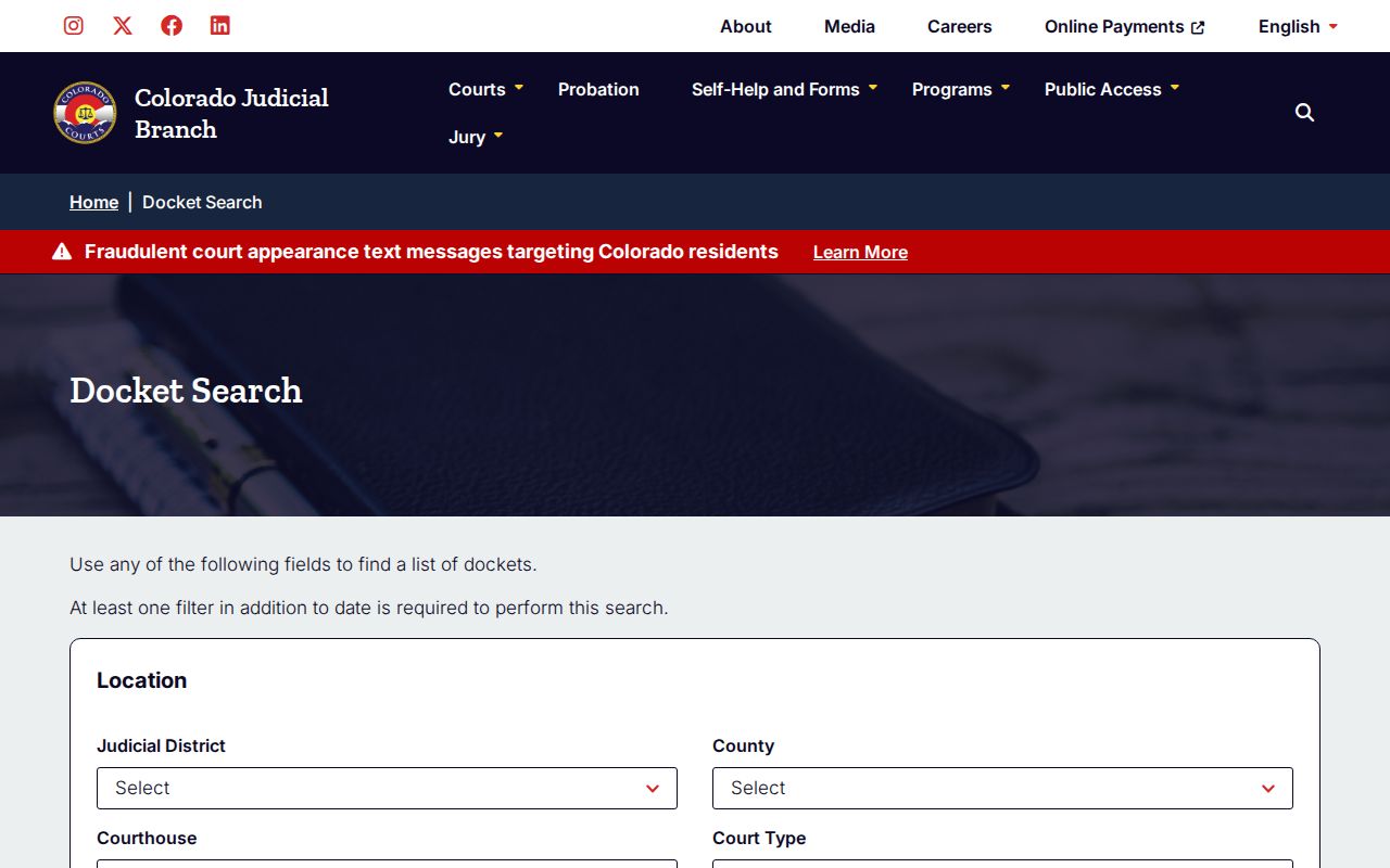 Fort Collins resident lookup Colorado docket search