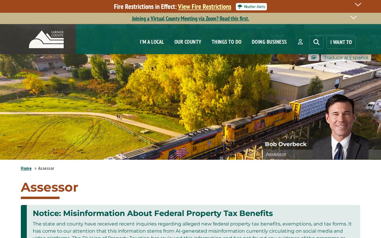 Fort Collins street directory Larimer Assessor office page